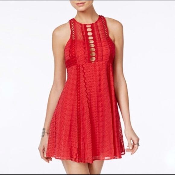 Free People Wherever You Go Red Mini Dress - Picture 6 of 7
